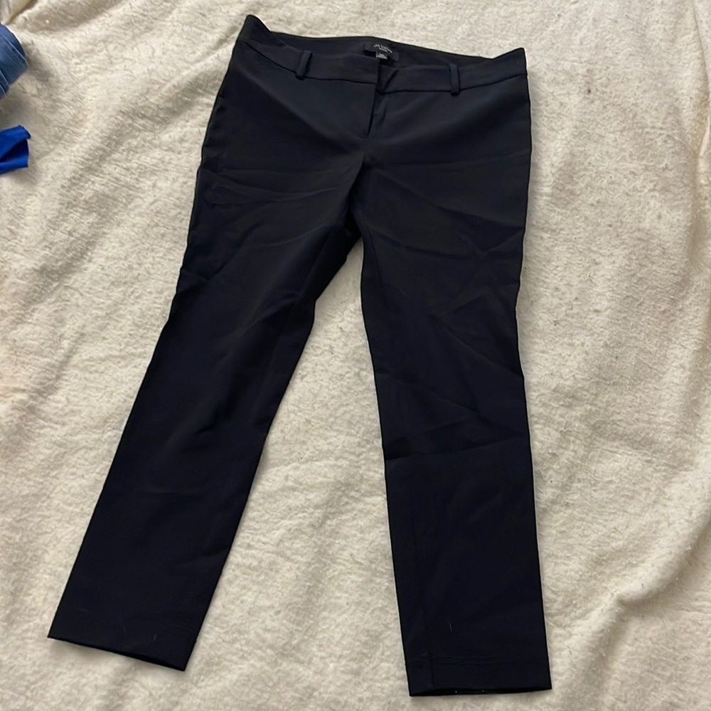 Black nylon straight leg pants